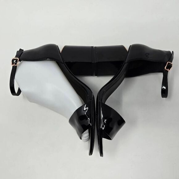 ALEXANDER WANG ABBY BLACK PATENT ROSE CUT OUT BLOCK 3" HEELS WOMENS SIZE 39 US 9 - Picture 7 of 9